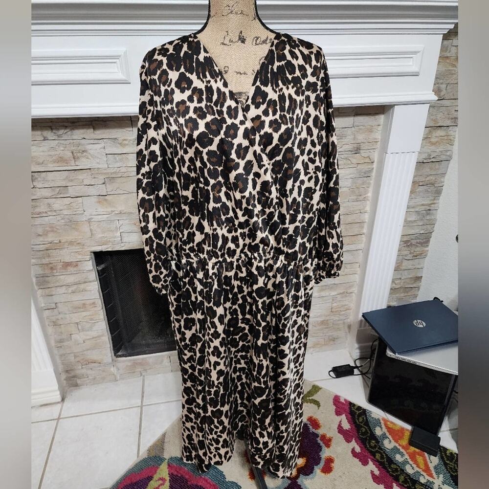 Lane Bryant leopard print elastic‎ waist midi dress plus size 28